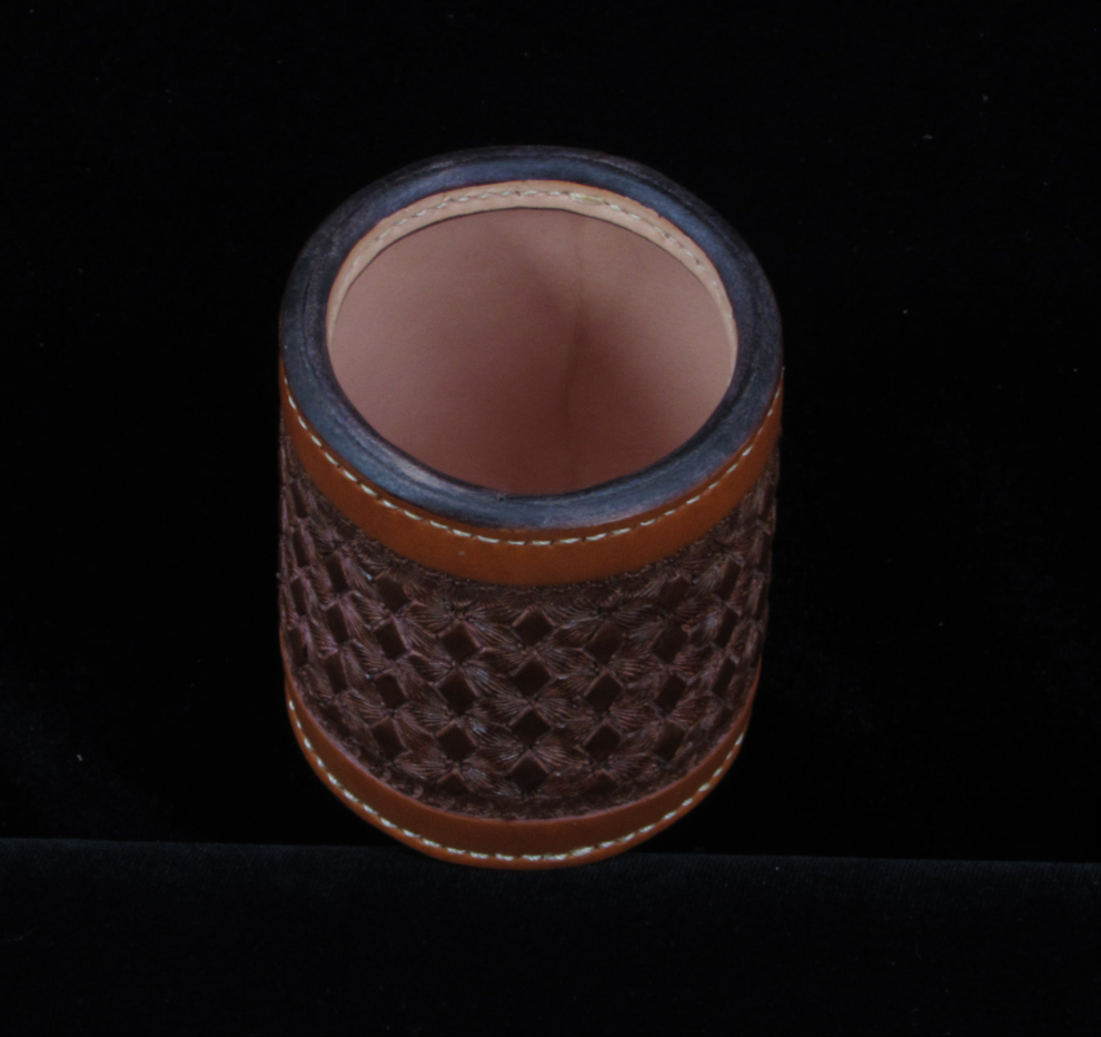 Tooled Leather Dice Cup