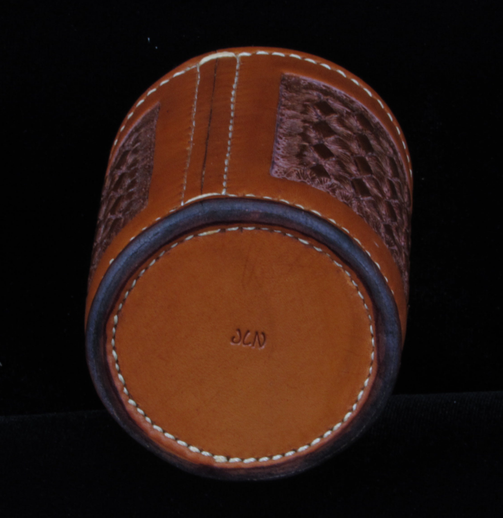 Tooled Leather Dice Cup
