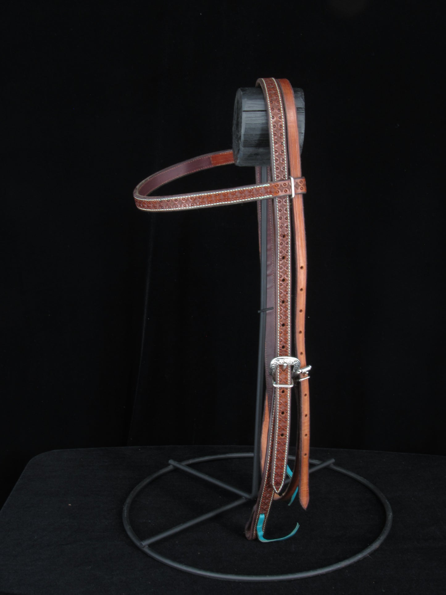 Browband Headstall with Turquoise Stitching