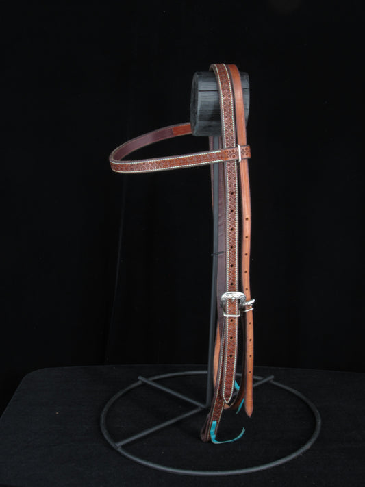 Browband Headstall with Turquoise Stitching