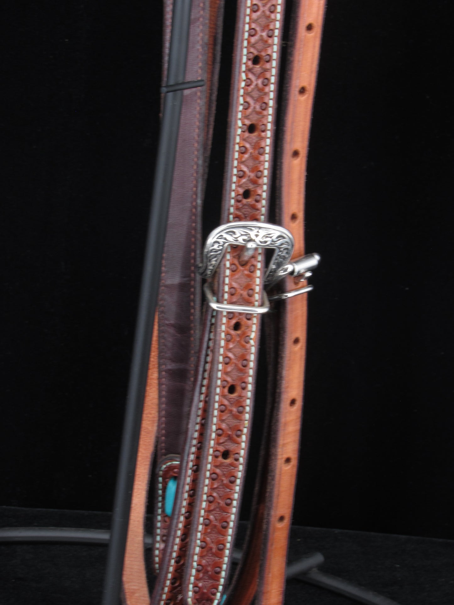 Browband Headstall with Turquoise Stitching