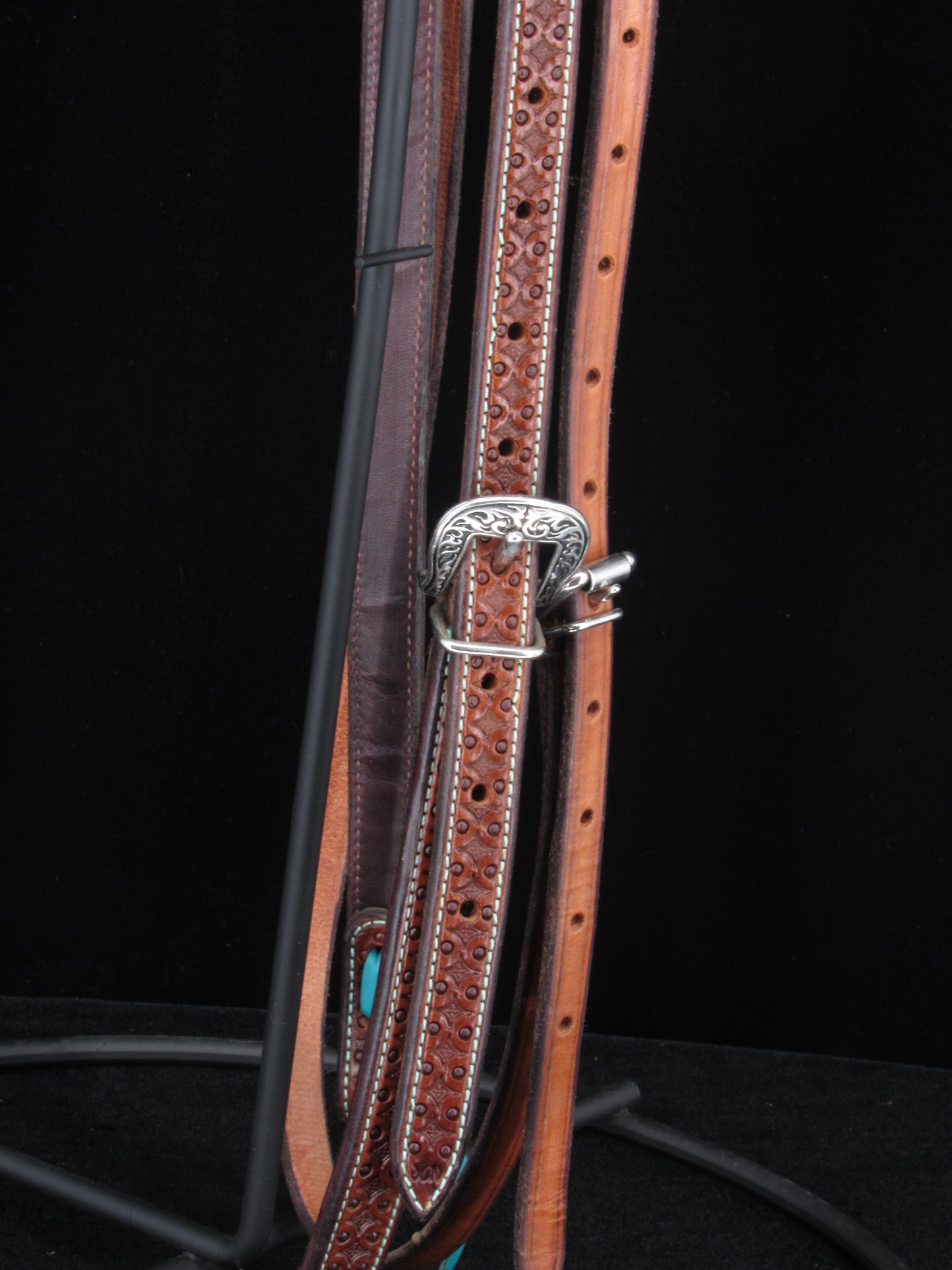 Browband Headstall with Turquoise Stitching