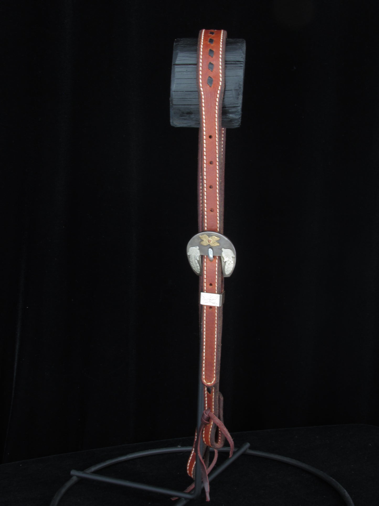 Slit Ear Buckstitched Headstall with Handmade Rogers Buckle