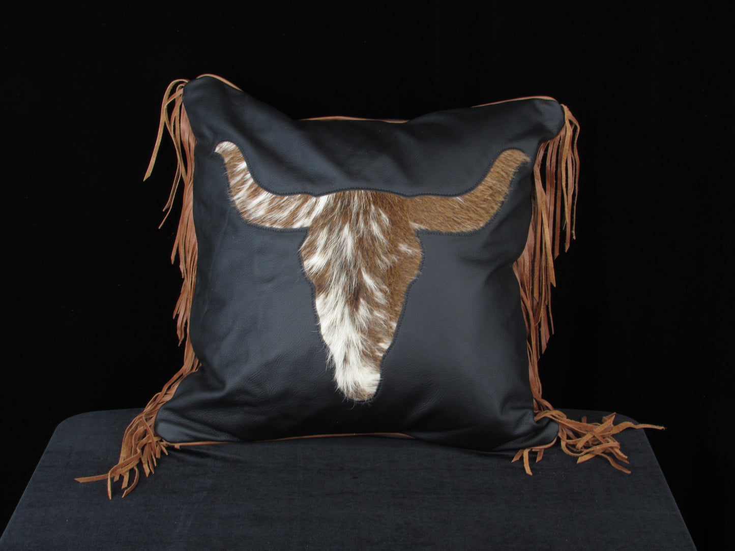 Steer Head Inlay Leather Pillow