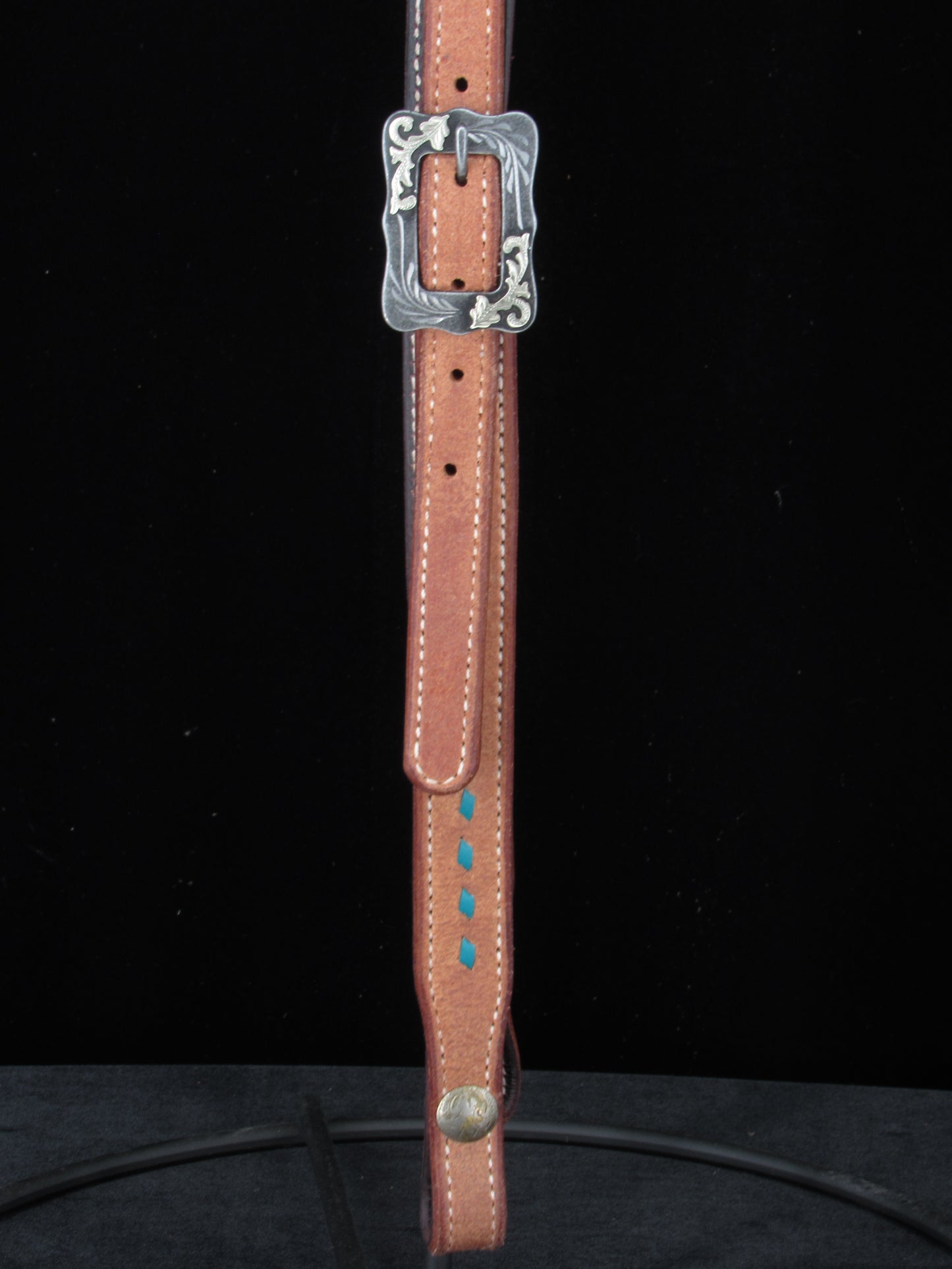 Turquoise Buckstitched Roughout Slotted Ear Headstall