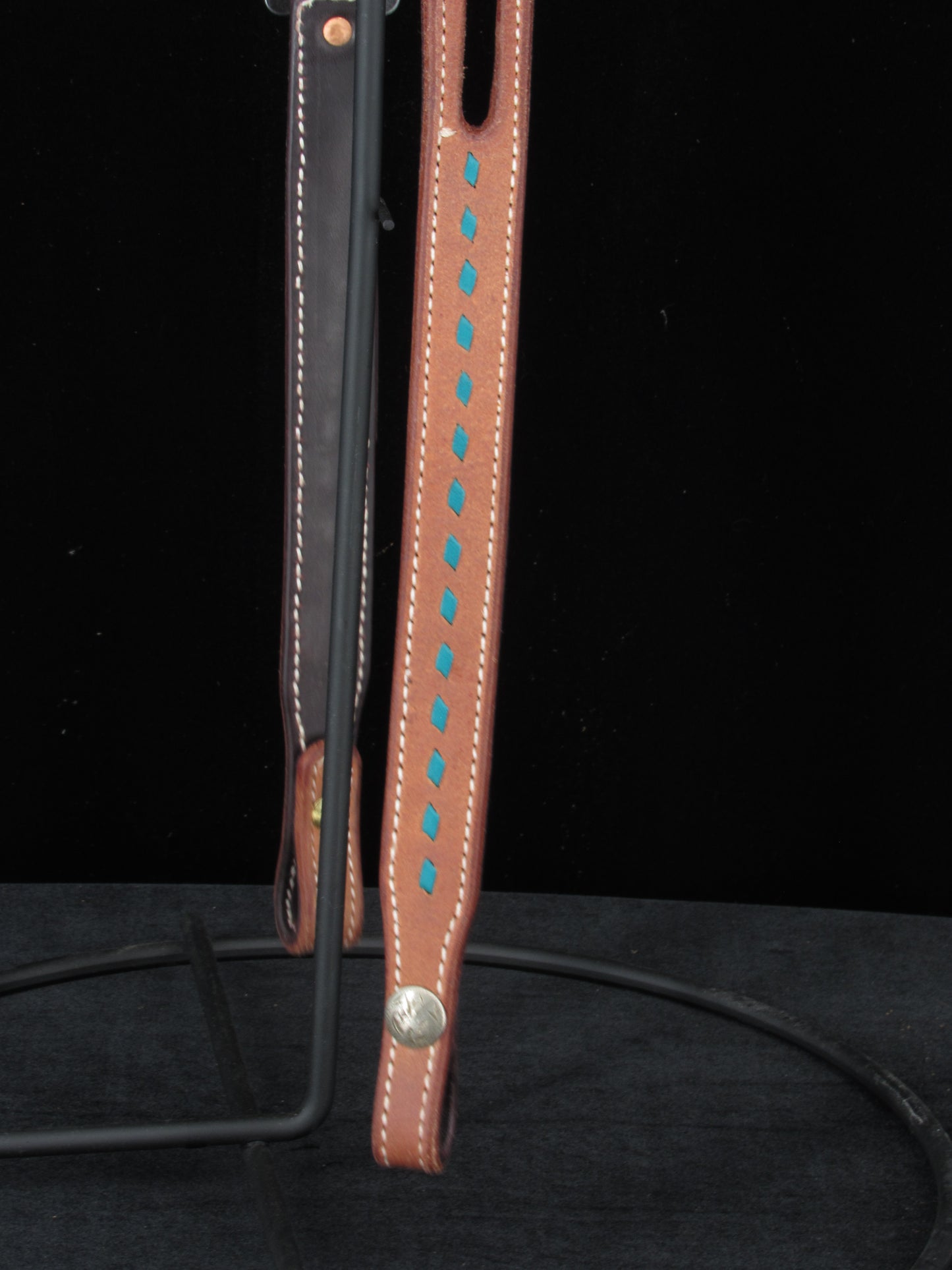 Turquoise Buckstitched Roughout Slotted Ear Headstall