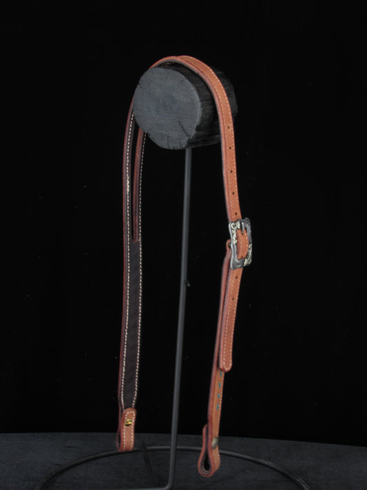 Turquoise Buckstitched Roughout Slotted Ear Headstall